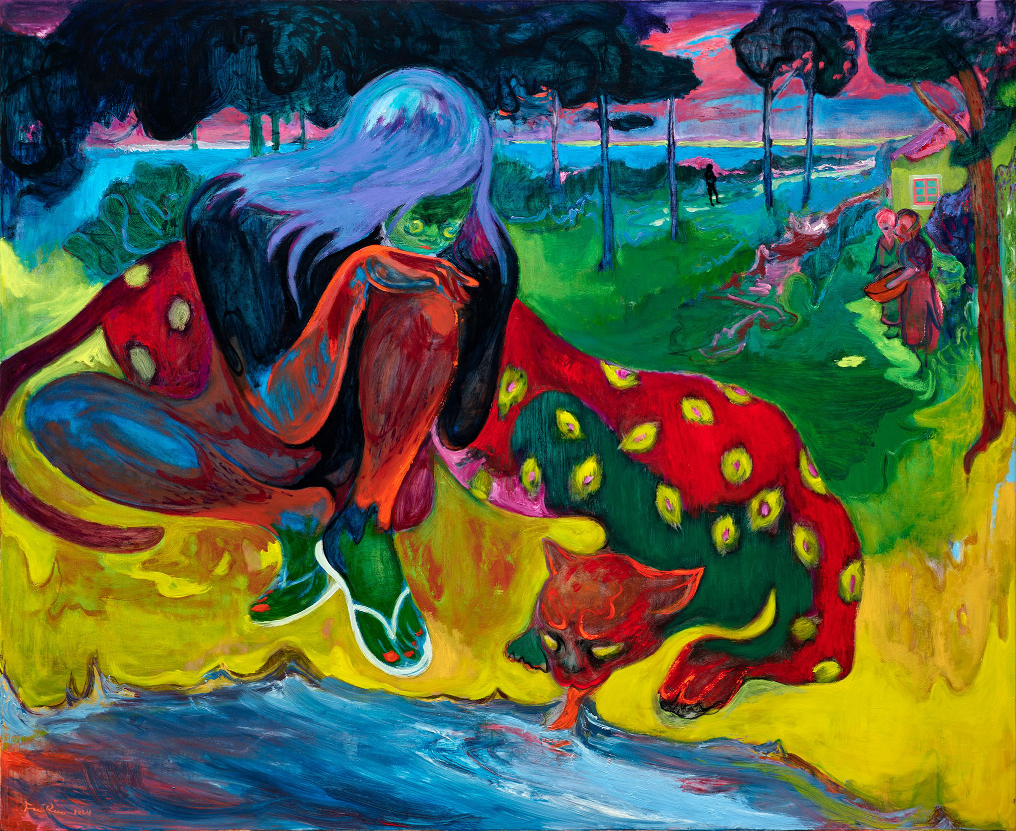 Girl and Red Leopard