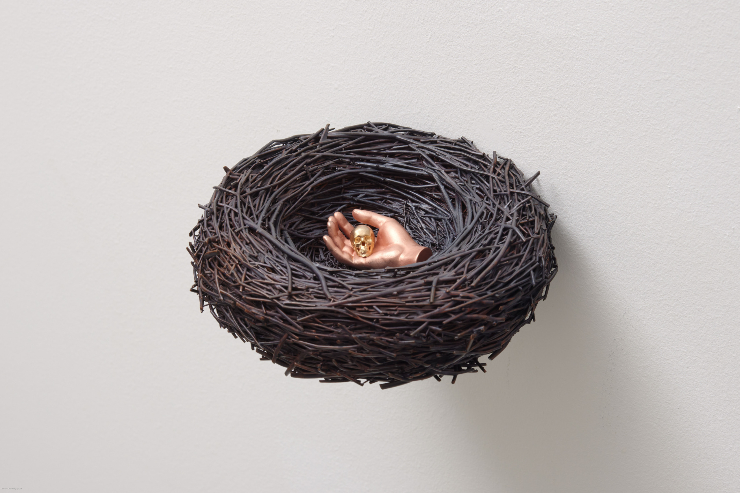 Nest with Hand and Skull